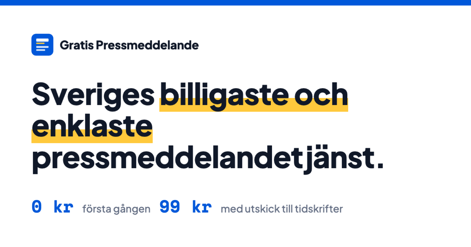 Delningsbild för Gratis Pressmeddelande